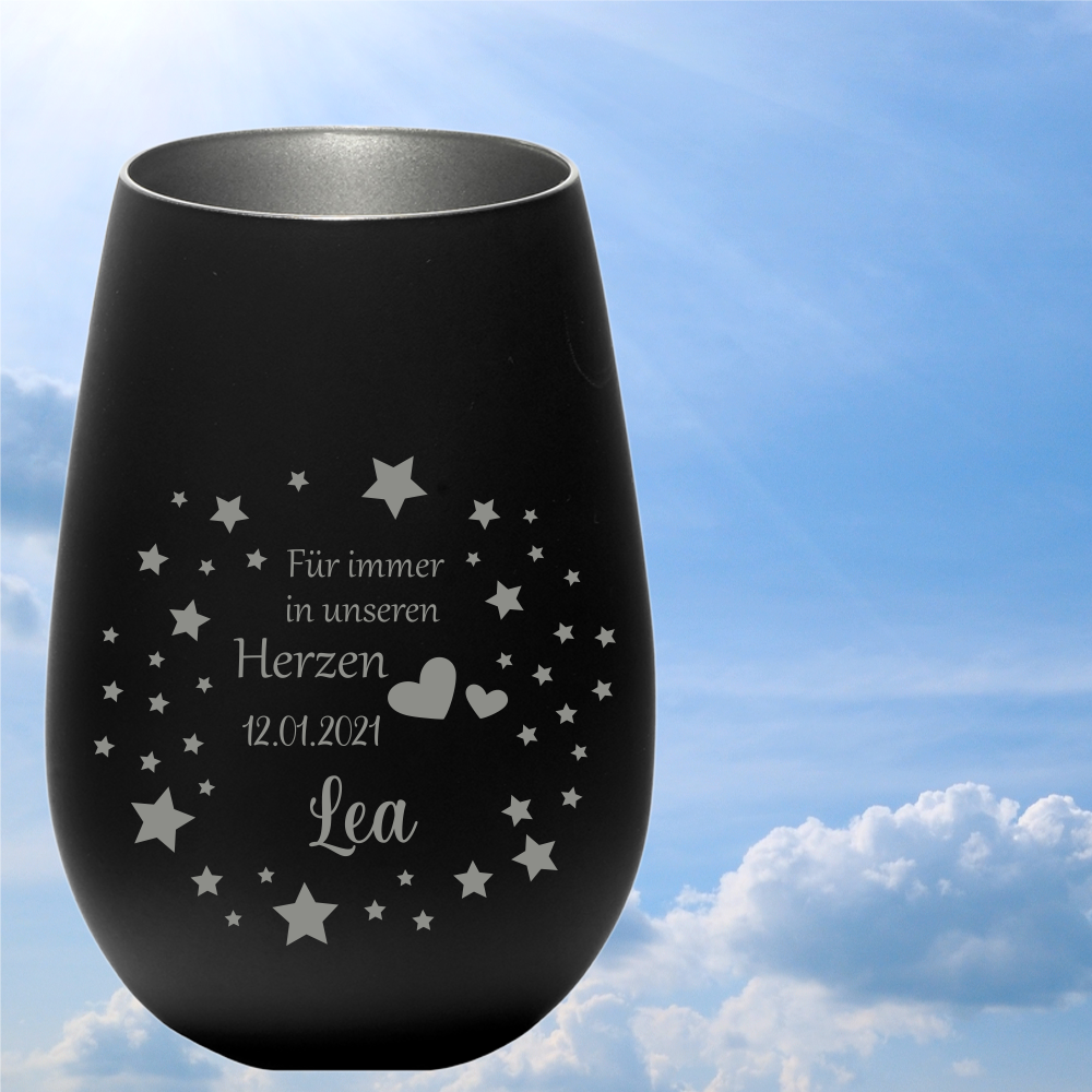 personalisiertes Windlicht Erinnerungslicht  - Für immer in... von Trendgravur