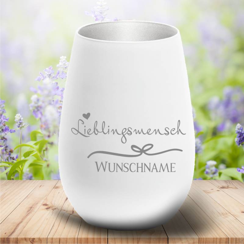 personalisiertes Windlicht Lieblingsmensch mit Wunschnamen von Trendgravur