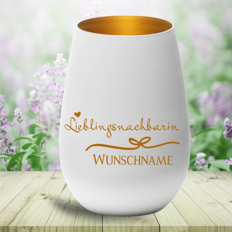 personalisiertes Windlicht Lieblingsnachbarin mit Deinem Wunschnamen von Trendgravur