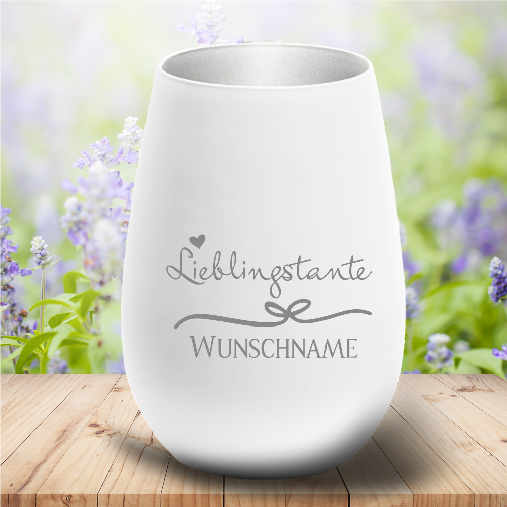 personalisiertes Windlicht Lieblingstante mit Deinem Wunschnamen von Trendgravur