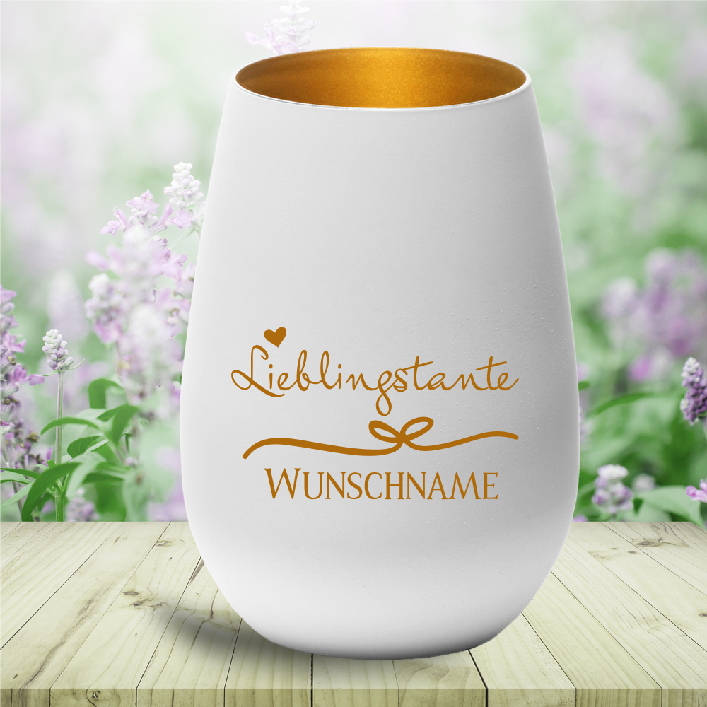 personalisiertes Windlicht Lieblingstante mit Wunschnamen von Trendgravur