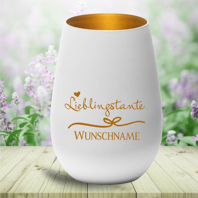 personalisiertes Windlicht Lieblingstante mit Wunschnamen von Trendgravur