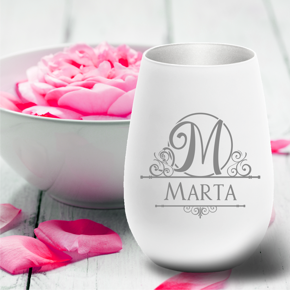 personalisiertes Windlicht mit Gravur Monogramm von Trendgravur