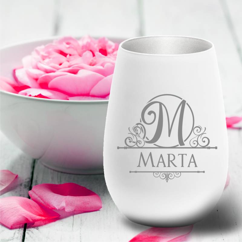 personalisiertes Windlicht mit Gravur Monogramm von Trendgravur