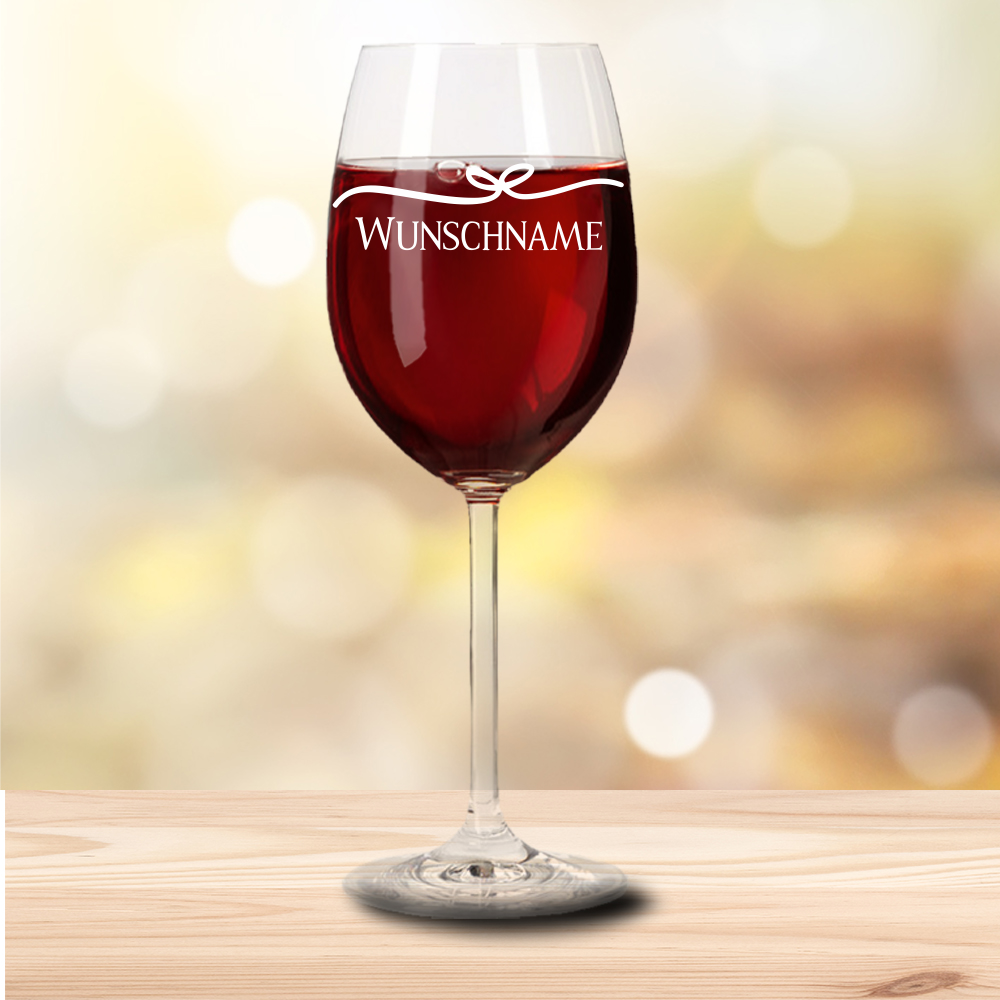 stilvoll elegantes Rotweinglas von Leonardo mit Dekoschleife und... von Trendgravur