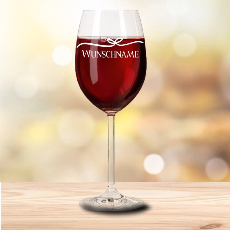 stilvoll elegantes Rotweinglas von Leonardo mit Dekoschleife und... von Trendgravur