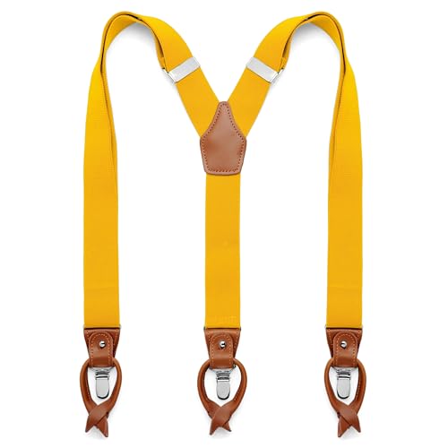 Trendhim Hosenträger Herren – Hosenträger Gelb – Einstellbare Y-Suspender mit Leder & Clips für perfekte Passform von Trendhim