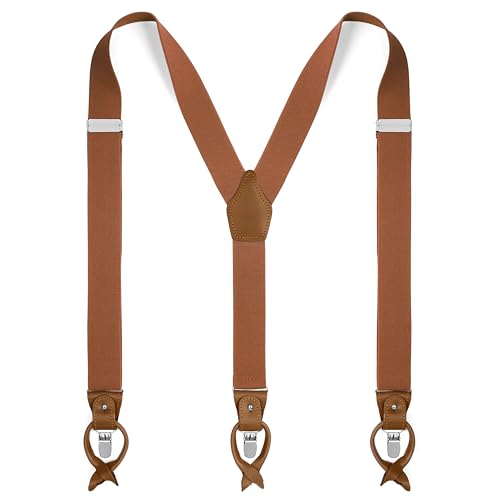 Trendhim Hosenträger Herren – Hosenträger Cognac – Einstellbare Y-Suspender mit Leder & Clips für perfekte Passform von Trendhim