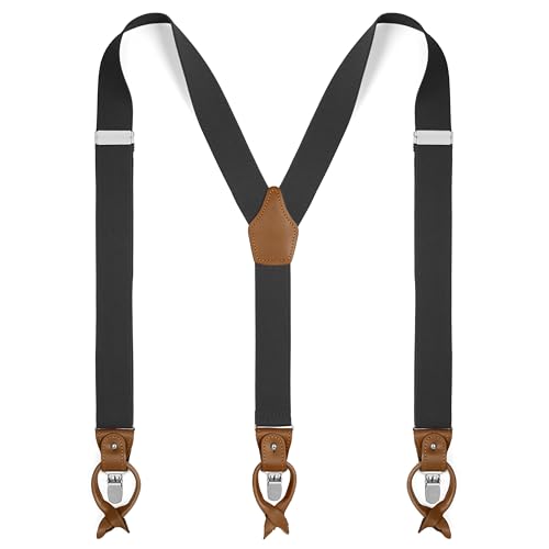 Trendhim Hosenträger Herren – Hosenträger Grau – Einstellbare Y-Suspender mit Leder & Clips für perfekte Passform von Trendhim