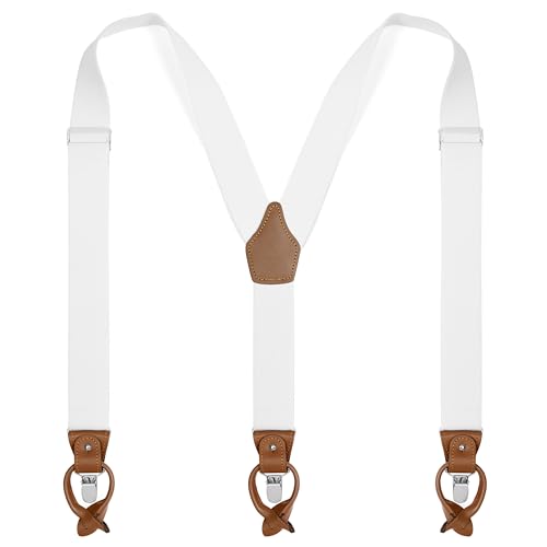 Trendhim Hosenträger Herren – Hosenträger Weiß – Einstellbare Y-Suspender mit Leder & Clips für perfekte Passform Trendhim Hosenträger Herren – Hosenträger Weiß – Einstellbare Y-Suspender mit Leder & Clips für perfekte Passform von Trendhim