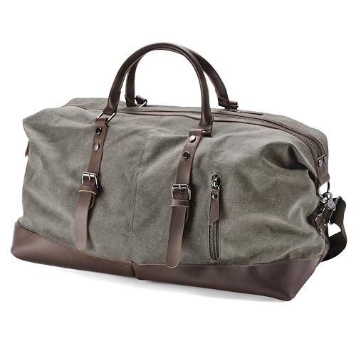 Trendhim Reisetasche Herren | 40L Duffel Bag aus Canvas & braunem Leder | Dänisches Design | Weekender Sporttasche für Reisen, Freizeit & Fitness von Trendhim