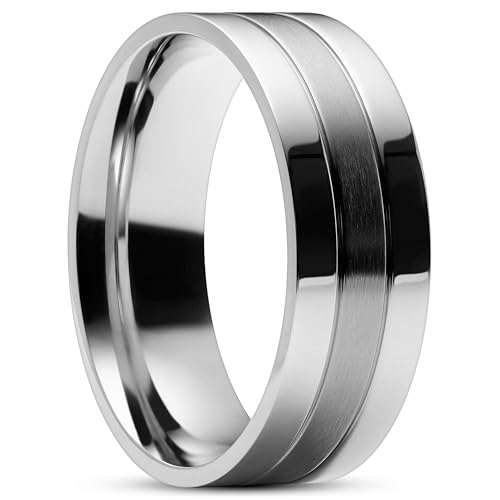 Trendhim Stilvoller Ringe Herren Silber | Zeitloser Ring Männer aus 316L Edelstahl mit gebürsteter Oberfläche | Edelstahl Ring Herren mit zwei Linien und 8 mm breit Trendhim Stilvoller Ringe Herren Silber | Zeitloser Ring Männer aus 316L Edelstahl mit gebürsteter Oberfläche | Edelstahl Ring Herren mit zwei Linien und 8 mm breit von Trendhim