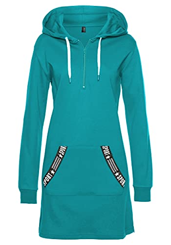 TrendiMax Damen Hoodie Kleid Herbst Langarm Sweatshirts Kapuzenpullover Streetwear Jumper Pullover Mini Kleider, Dunkel Stahlblau, XL von TrendiMax
