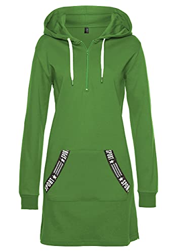 TrendiMax Damen Hoodie Kleid Herbst Langarm Sweatshirts Kapuzenpullover Streetwear Jumper Pullover Mini Kleider, Grün, L von TrendiMax