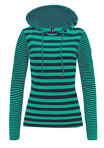 TrendiMax Damen Kapuzenpullover Sweatshirts Gestreift Hoodie Pulli Langarm Pullover 100% Baumwolle, Grün, L von TrendiMax