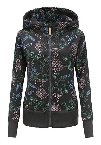 TrendiMax Damen Sweatjacke Kapuzenpullover Zip Hoodie Jacke mit Kapuze Winter Sweatshirt Kapuzenjacke, Schwarz, XL von TrendiMax