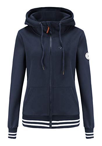 TrendiMax Damen Sweatjacke Kapuzenpullover Zip Hoodie Kapuzenjacke Winter Sweatshirt Jacke, Marine Blau, S von TrendiMax