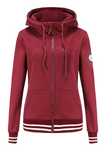 TrendiMax Damen Sweatjacke Kapuzenpullover Zip Hoodie Kapuzenjacke Winter Sweatshirt Jacke, Weinrot, XXL von TrendiMax