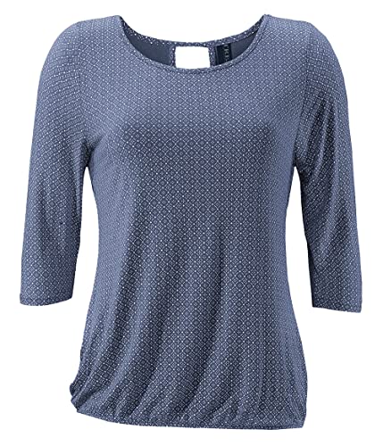 TrendiMax Damen T-Shirt Kurzarm Blusen Shirt mit Allover-Minimal Print Lose Stretch Casual Oberteil Basic Tops, Dunkelblau, M von TrendiMax