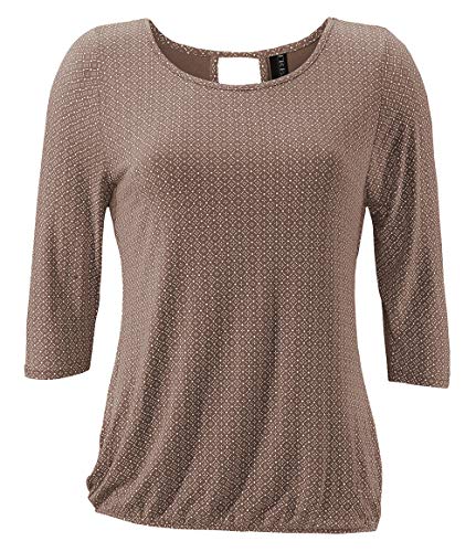 TrendiMax Damen T-Shirt Kurzarm Blusen Shirt mit Allover-Minimal Print Lose Stretch Casual Oberteil Basic Tops, Dunkel Kaffee, XL von TrendiMax