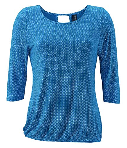 TrendiMax Damen T-Shirt Kurzarm Blusen Shirt mit Allover-Minimal Print Lose Stretch Casual Oberteil Basic Tops, Blau, S von TrendiMax