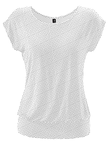 TrendiMax Damen T-Shirt Kurzarm Sommer Shirt Allover Druck Strech Bluse Casual Oberteil Basic Tops, Weiß Punkte, XXL TrendiMax Damen T-Shirt Kurzarm Sommer Shirt Allover Druck Strech Bluse Casual Oberteil Basic Tops, Weiß Punkte, XXL von TrendiMax