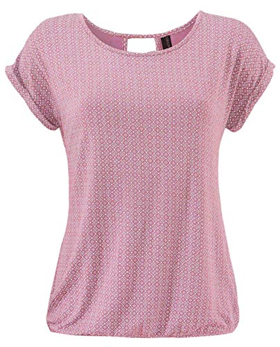 TrendiMax Damen T-Shirt Kurzarm Sommer Shirt mit Allover-Minimal Print Causal Oberteil Bluse Tops, Rosa, XXL von TrendiMax