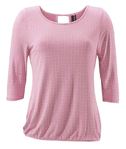 TrendiMax Damen T-Shirt Kurzarm Blusen Shirt mit Allover-Minimal Print Lose Stretch Casual Oberteil Basic Tops, Rosa, XXL von TrendiMax