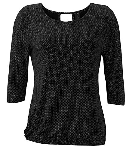 TrendiMax Damen T-Shirt Kurzarm Blusen Shirt mit Allover-Minimal Print Lose Stretch Casual Oberteil Basic Tops, Schwarz, S von TrendiMax
