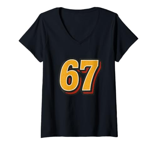 Damen SCP 67 Six Seven 6 7 Meme Design 6 7 T-Shirt mit V-Ausschnitt Damen SCP 67 Six Seven 6 7 Meme Design 6 7 T-Shirt mit V-Ausschnitt von Trending Meme Saying 6 7 for Men Women Kids