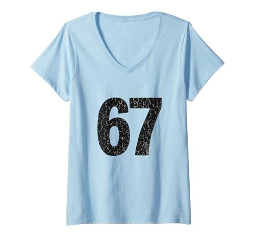Damen SCP 67 Six Seven 6 7 Meme Design 6 7 T-Shirt mit V-Ausschnitt Damen SCP 67 Six Seven 6 7 Meme Design 6 7 T-Shirt mit V-Ausschnitt von Trending Meme Saying 6 7 for Men Women Kids