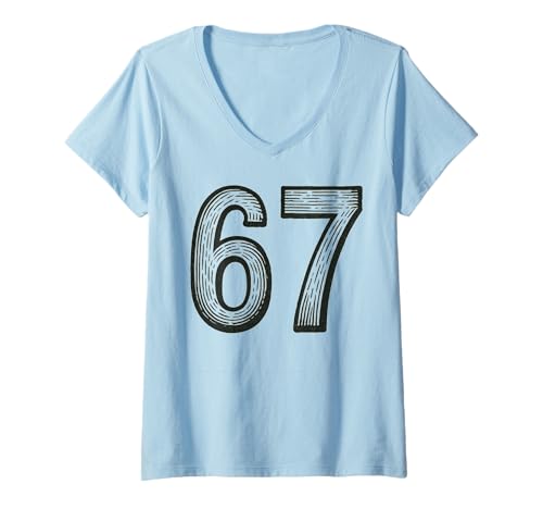Damen SCP 67 Six Seven 6 7 Meme Design 6 7 T-Shirt mit V-Ausschnitt Damen SCP 67 Six Seven 6 7 Meme Design 6 7 T-Shirt mit V-Ausschnitt von Trending Meme Saying 6 7 for Men Women Kids