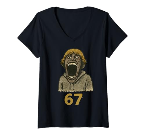 Damen SCP 67 Six Seven 6 7 Meme Design 6 7 T-Shirt mit V-Ausschnitt Damen SCP 67 Six Seven 6 7 Meme Design 6 7 T-Shirt mit V-Ausschnitt von Trending Meme Saying 6 7 for Men Women Kids