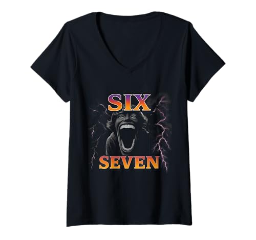Damen SCP 67 Six Seven 6 7 Meme Design 6 7 T-Shirt mit V-Ausschnitt Damen SCP 67 Six Seven 6 7 Meme Design 6 7 T-Shirt mit V-Ausschnitt von Trending Meme Saying 6 7 for Men Women Kids