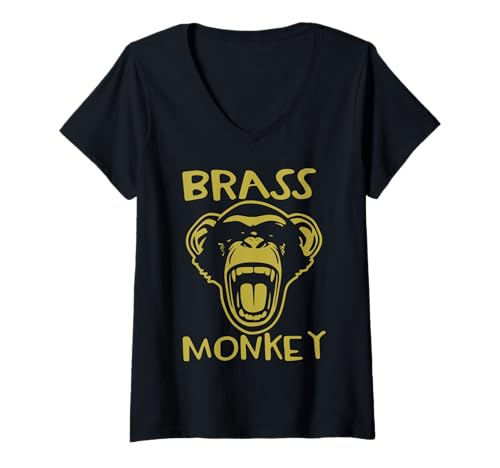Damen Brass Monkey - 90er Jahre Musik T-Shirt mit V-Ausschnitt Damen Brass Monkey - 90er Jahre Musik T-Shirt mit V-Ausschnitt von Trending Threads Apparel Co.