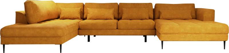 TRENDMANUFAKTUR Wohnlandschaft "Luzi, gemütliches Sofa, extra viel Platz, viele Kissen, OTTOs Choice" Designsofa mit tollem Sitzkomfort, Metallfüße schwarz, Breite 361 cm von Trendmanufaktur