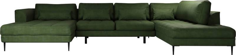 TRENDMANUFAKTUR Wohnlandschaft "Luzi, gemütliches Sofa, extra viel Platz, viele Kissen, OTTOs Choice" Designsofa mit tollem Sitzkomfort, Metallfüße schwarz, Breite 361 cm von Trendmanufaktur