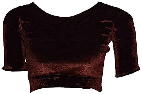 Trendofindia Braun Choli (Sari Oberteil) Samt Gr. 50 Gr. 3XL XXXL ideal für Bauchtanz von Trendofindia
