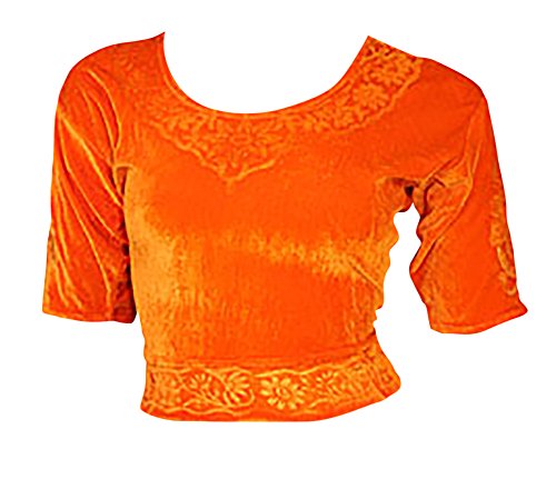 Trendofindia Orange Choli (Sari Oberteil) Samt Gr. 42 Gr. L ideal für Bauchtanz von Trendofindia
