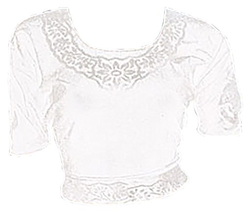 Trendofindia Weiß Choli (Sari Oberteil) Samt Gr. 50 Gr. 3XL XXXL ideal für Bauchtanz von Trendofindia