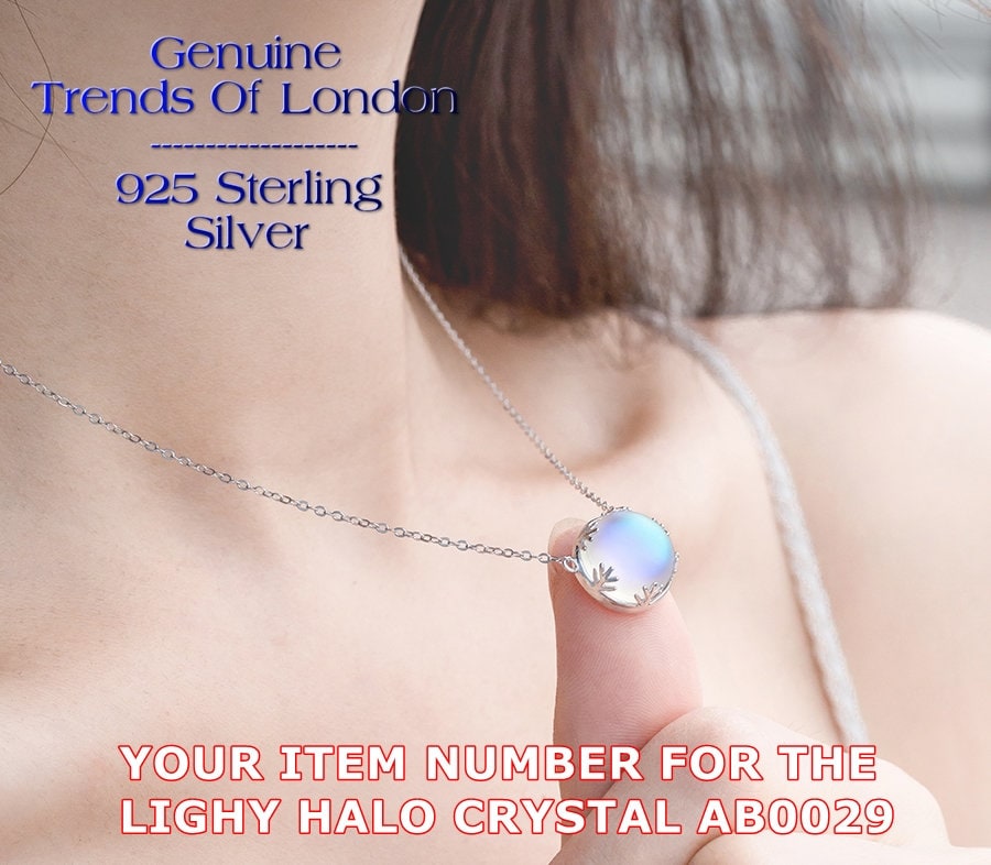 Aurora Borealis Halo-Kristallhalskette Trends Of London ™ Massives 925Er Sterlingsilber von TrendsOfLondon