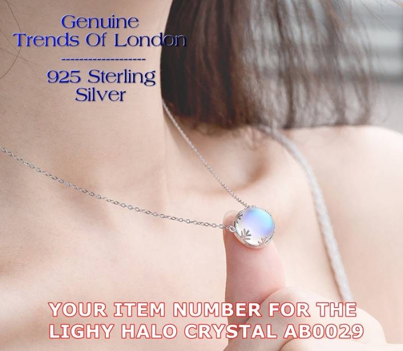 Aurora Borealis Halo-Kristallhalskette Trends Of London ™ Massives 925Er Sterlingsilber von TrendsOfLondon
