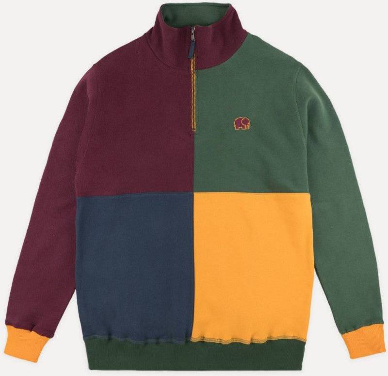 Trendsplant Rundhalspullover Color Block Half Zip Sweater "Harlequin" von Trendsplant