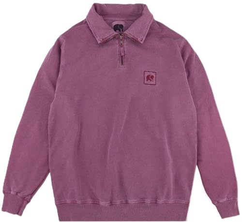Trendsplant Sweater Sauce Loopback Pigment Dyed Half Zip Sweater | Garnacha Red-L von Trendsplant