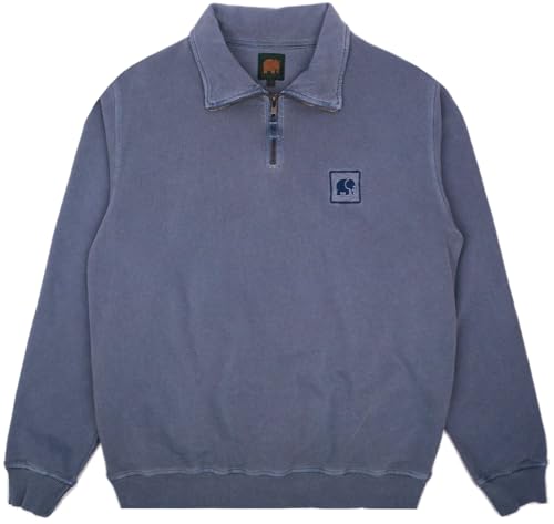 Trendsplant Sweater Sauce Loopback Pigment Dyed Quarter Zip Sweater | Faded Navy Blue-XL von Trendsplant