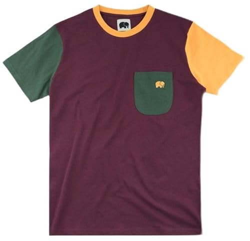 Trendsplant T-Shirt Organic Pocket Color Block T-Shirt | Burgundy Red-L von Trendsplant