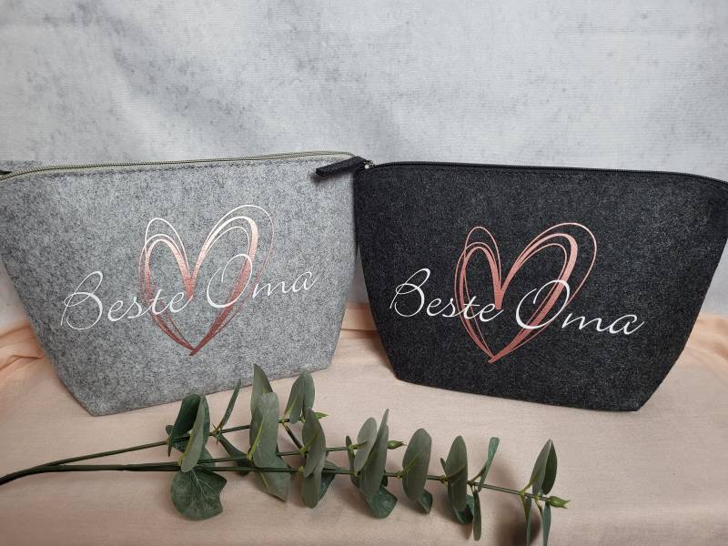 Kulturtasche | Kosmetiktasche Personalisiert Aus Filz Geschenk Oma Geburtstag Weihnachten Weihnachtsgeschenk von TrendstudioLange
