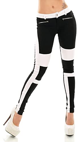 Trendstylez Damen Bicolor Slim Fit Stretch Röhren Skinny Jeans zweifarbig schwarz weiß H3392 Größe 38 von Trendstylez