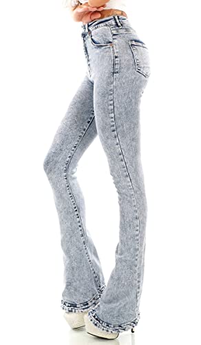 Trendstylez Damen High Waist Slim Fit Stretch Bootcut Schlag Jeans Acid Blue J7675 Größe 42 von Trendstylez