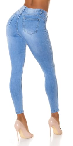 Trendstylez Damen Slim Fit High Waist Stretch Push Up Skinny Röhren Jeans Basic Light Blue S6003 Größe 38 von Trendstylez